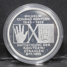 독일 1995년 X선 (X-Ray)을 발견한 물리학자 빌헬름 콘라드 뢴트겐 기념 10유로 은화