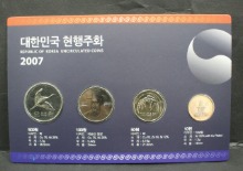 한국 2007년 현행주화 4종 세트 (화동 발행)