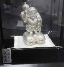 일본 행운의 신 대흑천 (금권 백원 도안) 순은 장식품