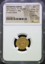 비잔틴 제국 (동로마) 582~602년 황제 마우리키우스 (Maurice Tiberius) 트레미스시스(Tremissis) 금화 NGC AU 인증