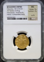 비잔틴 제국 (동로마) 610~641년 황제 헤라클리우스 (Heraclius) 금화 NGC MS 인증