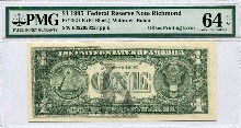 미국 1995년 1달러 에러 지폐 - Offset Printing Error PMG 63등급