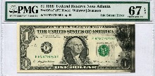 미국 1999년 1달러 에러 지폐 - Ink Smear Error PMG 67등급
