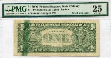 미국 2006년 1달러 에러 지폐 - Ink Smear Error PMG 25등급