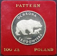 폴란드 1983년 북극곰 100즐로티 견양 (패턴, Pattern) 은화