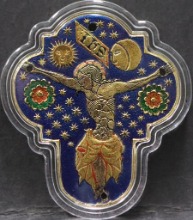 니우에 2015년 종교시리즈 십자가에 못 박힌 예수님 , 십자가상 (미사 중 제대 중앙에 놓은 십자가) 금도금 색채 은화