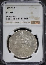 미국 1879년 1$ 모건 달러 미사용 은화 NGC 62등급
