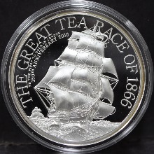 쿡섬 2016년 영국 배 - 1866년 Great tea race에 참가한 범선 Fire Cross 하이릴리프 은화