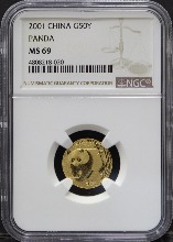 중국 2001년 팬더 1/10oz 금화 NGC 69등급