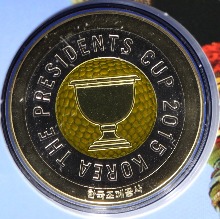 한국조폐공사 2015년 골프 프레지던츠컵 공식 볼마커 메달 (노랑)