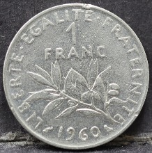 프랑스 1960년 1프랑 주화 사용제